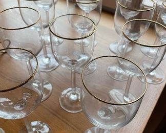 Gold rimmed stemware