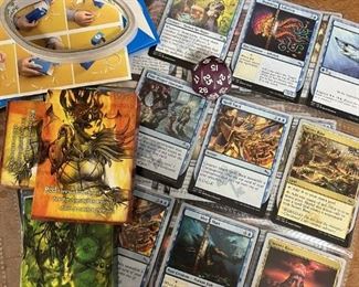 Bag of Magic The Gathering 3 Open Planeswalker Sets 30 Sided Dice 90 Cards in Collectible Sheets