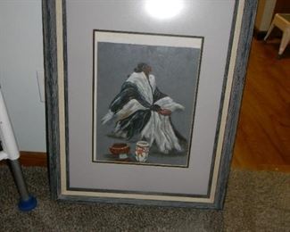 Indian woman art / signed ME