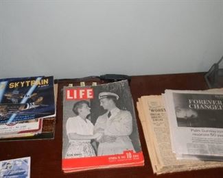 old newspapers / life magazines 