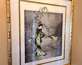 Joy Dunn "Geisha" original hand colored etching, pencil signed & numbered