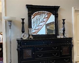 Handsome solid wood dresser and mirror by hooker furniture