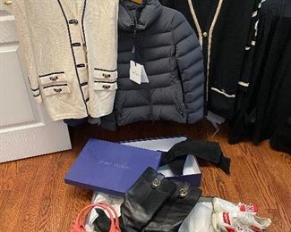 Closets full of high and luxury designer clothing and accessories:
Chanel 
St. John Collection 
Moncler Puffer Jacket
Gucci
Stuart Weitzman
Robert Graham
Prada
Hunter 
Vineyard Vines
Lululemon
Louis Vuitton
And much more