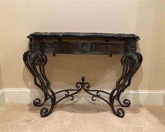 Maitland Smith iron table with natural stone top