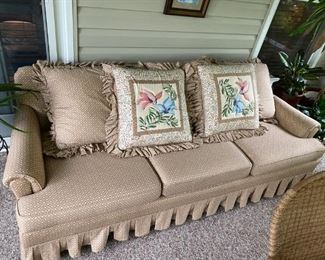 Skirted Sofa - Taupe & Cream