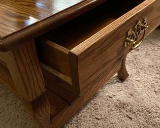 Oak Coffee table with side drawer
