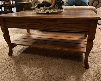 Oak Coffee table with side drawer