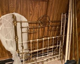 1860's Victorian Half Tester, Solid Brass Bed 