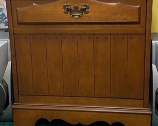 Colonial Maple Drop Front, Record Cabinet