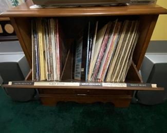 Colonial Maple Drop Front, Record Cabinet