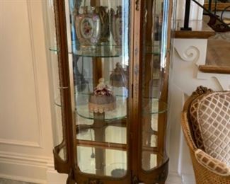 Robert Mitchell furniture Antique French hand painted gilt curved glass vitrine $750