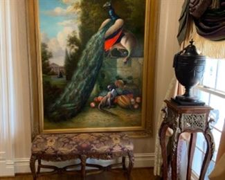Large After Melchior d’Hondecoeter (Dutch 1638-1695) oil painting signed P. Anderson (60”x48”). $1,500