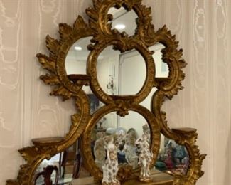 Rare French gilt antique mirrored wall etegere  $1,600