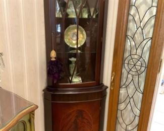 Pair vintage mahogany corner cabinets $750 pr
