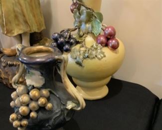 Rare antique Yellow Austria Amphora metallic glaze Vase $350