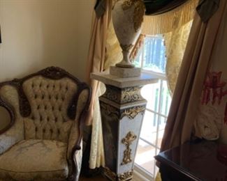 Pair hand painted pedestals w/urns $1500