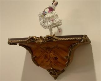 Pair of bronze mount inlaid wall crackers/shelves. $300pr