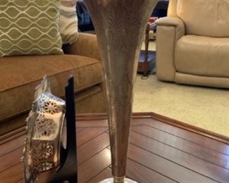 Tiffany Sterling Silver 20” tall Trumpet Vase. $2,100