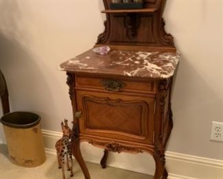 Gorgeous pair of marble top antique side chests $800pr