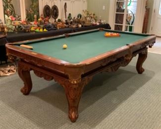 Olhausen Louis XVI Cherry 8’ OS (or Pro) carved pool table with all accessories.  $5,000