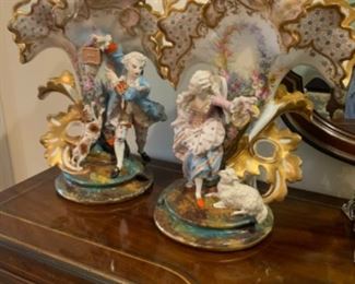 Pair Old Paris figural vases $600 pr.