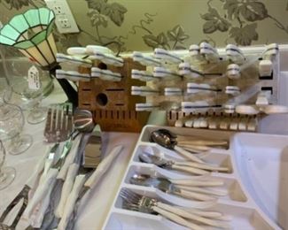 2 Cutco knife blocks, utensils & flatware with a total of 72 pcs. $1,800