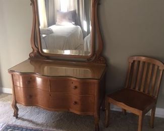 Birdseye Maple Dresser & chair