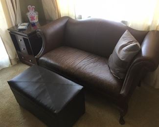 Leather settee & leather seat/chest