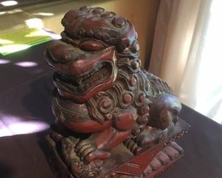 Carved wooden Foo dog
