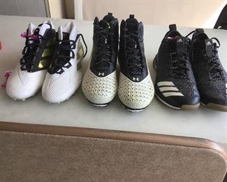 Adidas’s cleats   Under Amour tennis shoes. Gently used
