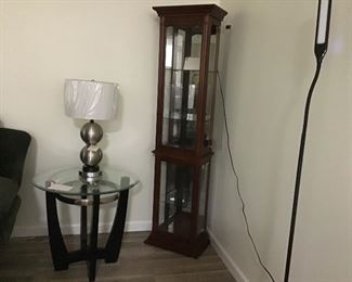 Slim curio lighted cabinet.  Very pretty