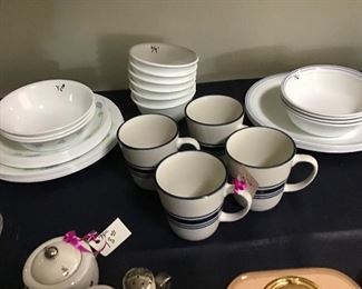 Corelle dinnerware set     Kitchen items, cups, silverware etc