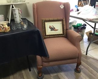 Wing back reclining chair