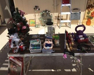 Xmas things, ho!ho! ho!  Golf balls new in packages &  exerciser equipment