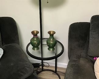 Table with a lamp attached