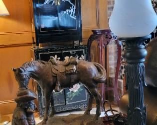 1969 Austin Productions Cowboy playing harmonica & horse figurine