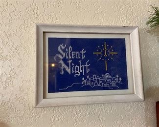 Silent Night framed cross stitch 