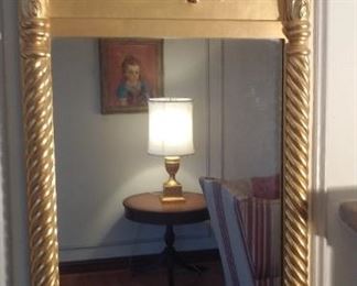 Living Room:  Two identical vintage gold frame mirrors flank the fireplace.  While each is separately priced, the pair makes quite a statement!  Each one measures 21-1/2"  x  41-3/4".