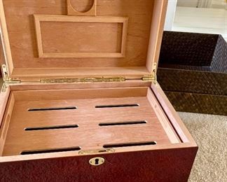 Cigar Box Humidor And Wicker Basket