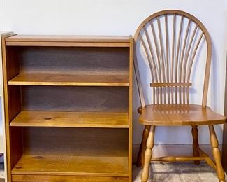 Small Bookshelf and One Hoop Back Oak Dining Chair