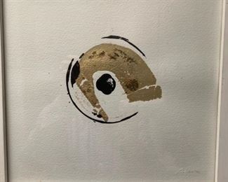 Item # 43   $50    Allen Harrell (American 1947-2017) mixed media, 13" x 13" framed