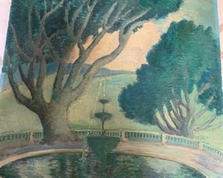 Item # 36    $60   Eugenia Pope Pool  oil on board 20" x 16"