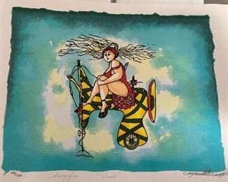 Item #30   $25   Martha Timing (?) serigraph 'Vuelo' 103/120  9 3/4" x 13 3/4" unframed