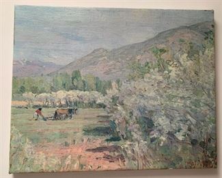 Item # 11  $50   Bert Phillips 'Spring Plowing' print on canvas
