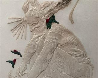 Item # 2    $275   Ed Morgan (American 1943-2014)  Embossed engraving with watercolor 'Blessing the Earth', 1984, 6/20, 29 1/2" x 23" framed