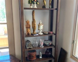 Item #112   $325   Vintage mahogany etagere, 76" H, 26" W, 14" D