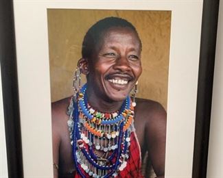 Item #32   $200    Michael Benanav  color photograph 'Chief Salaton Ole Ntutu' Masai Warrior, Kenya  29 1/4" x 22 1/4" framed