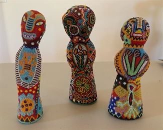 Item #124    $90 EACH    Huichol figures, 10 1/2'', 9 1/2'', 9'' H