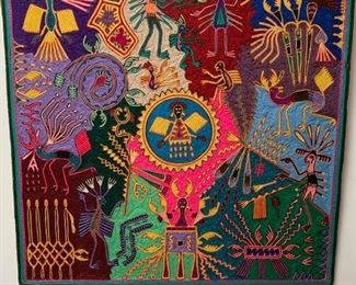 Item #50   $250    Eligio Corillo Vicente  Huichol yarn painting, 23 1/2'' square