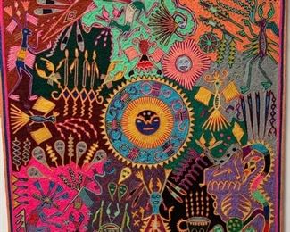 Item #51   $250    Eligio Corillo Vicente  Huichol yarn painting, 23 1/2'' square